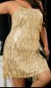 Adult Female Costumes to Hire - Gatsby - Gold cami sequin & fringe dress - 4XL